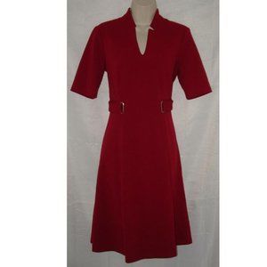 LIKE NEW Dark Red Sz 4 Church Office Fit & Flare Stretchy Dress